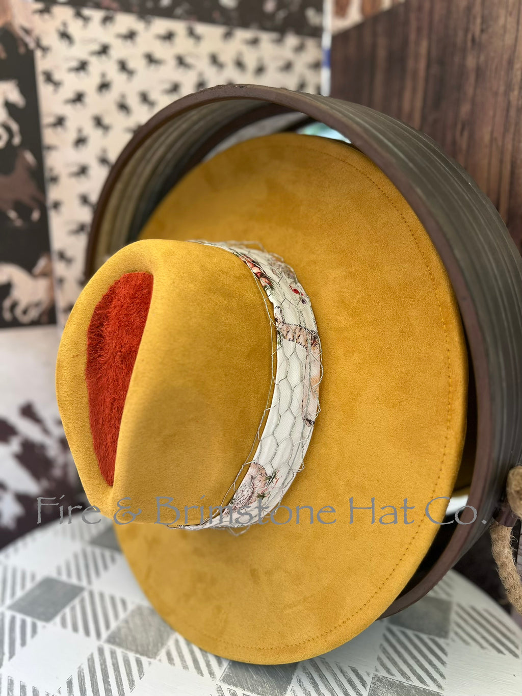 Western Rancher Hat - Embellishments - Chicken Lady Hat in Colonel Mustard
