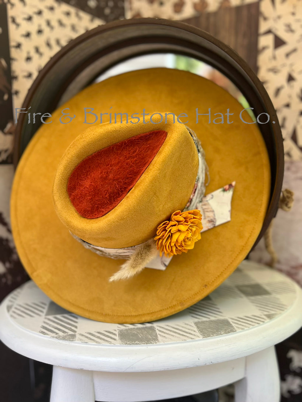 Western Rancher Hat - Embellishments - Chicken Lady Hat in Colonel Mustard