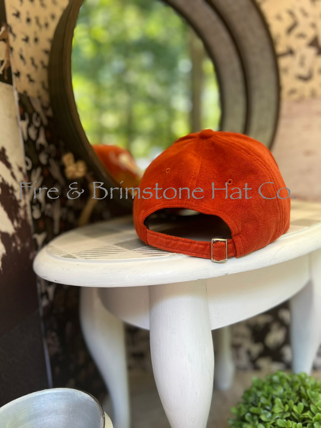Western/Beach Caps - Boot & Cactus in Orange Vegan Suede