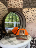 Western/Beach Caps - Save a Horse w/Real Cowhide Brim in Neon Orange