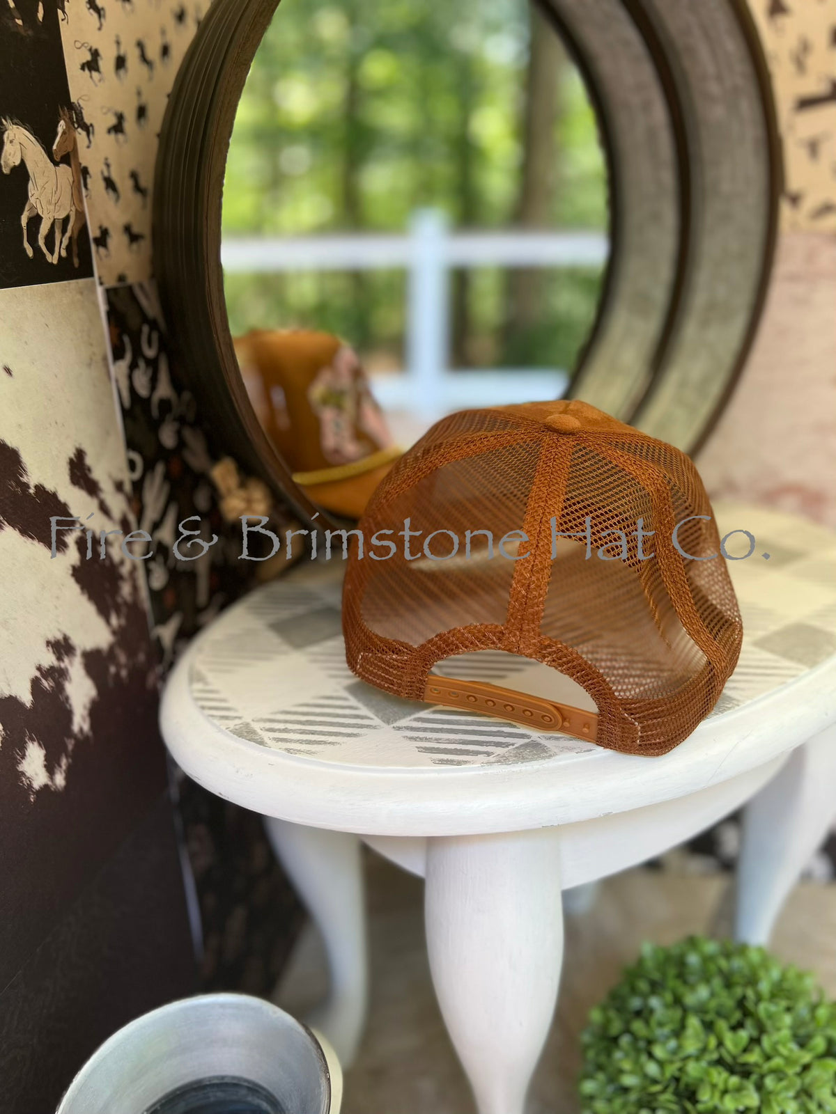 Western/Beach Caps - Stay Wild in Rust Vegan Suede