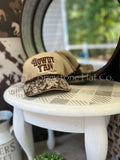 Western/Beach Caps - Howdy Y'all in Cream Vegan Suede w/Cowhide Brim
