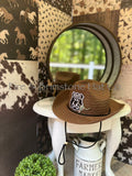 Colored Straw Hat with Route 66 Patch in Pinecone