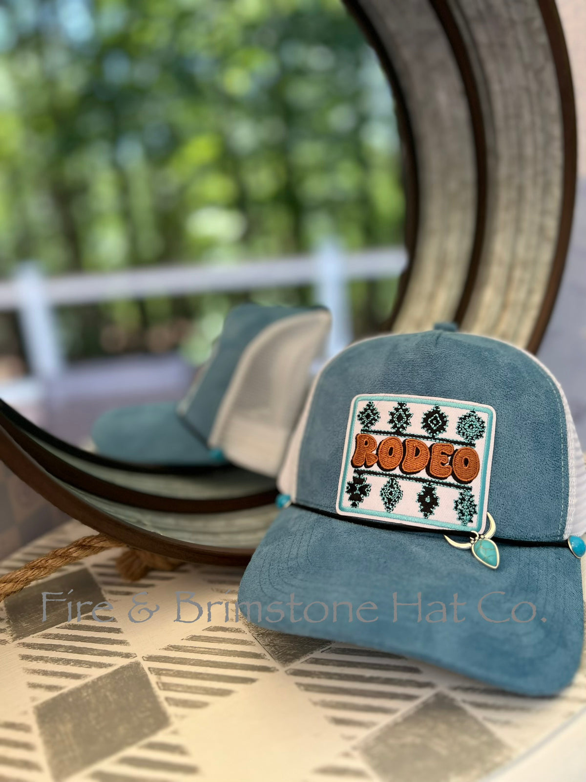 Western/Beach Caps - Rodeo in Teal Vegan Suede
