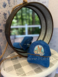 Western/Beach Caps - Cactus Flower in Blue Fin Vegan Suede