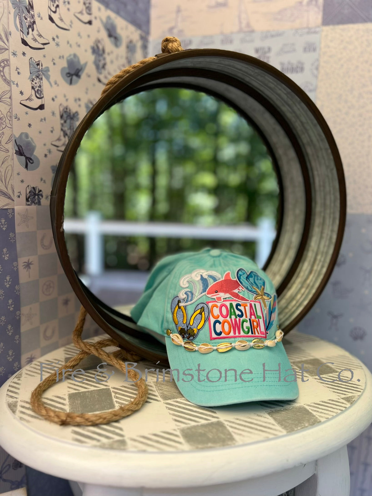 Western/Beach Caps - Coastal Cowgirl in Aqua