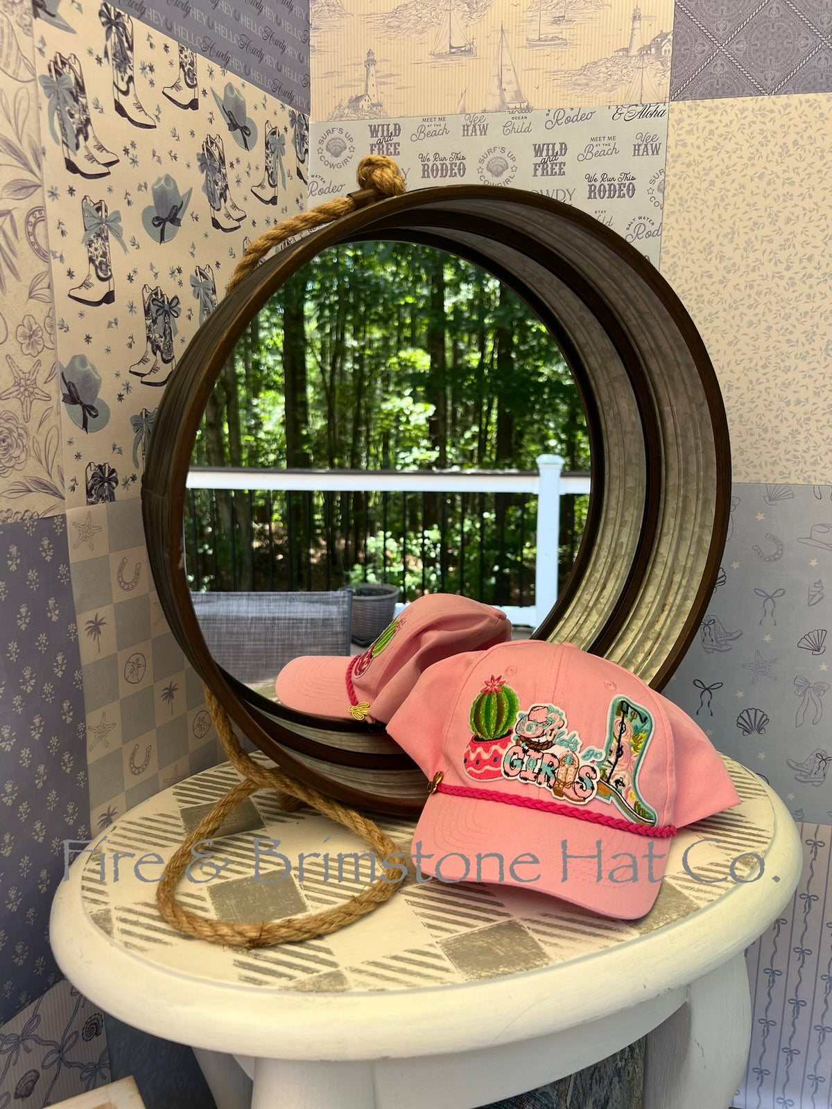 Western/Beach Caps - Let's Go Girls in Pretty in Pink