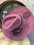 Western Rancher Hat - Laser & Embellishments - Namaste in Purple Tulips