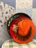 Western Rancher Hat - Laser & Embellishments - Fringe in Tango Coral