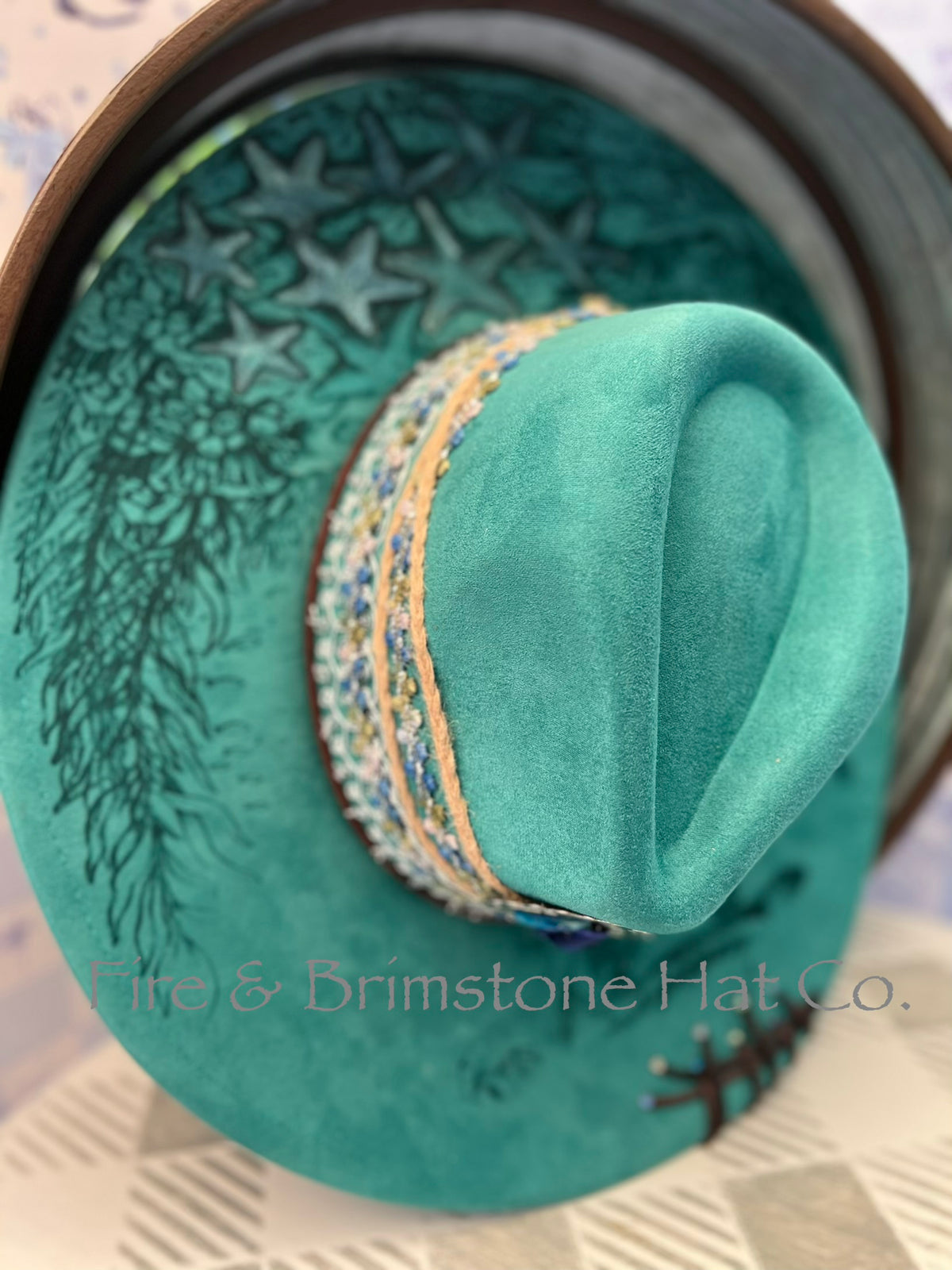 Western Rancher Hat - Laser & Embellishments - Turtles in Mermaid Tail