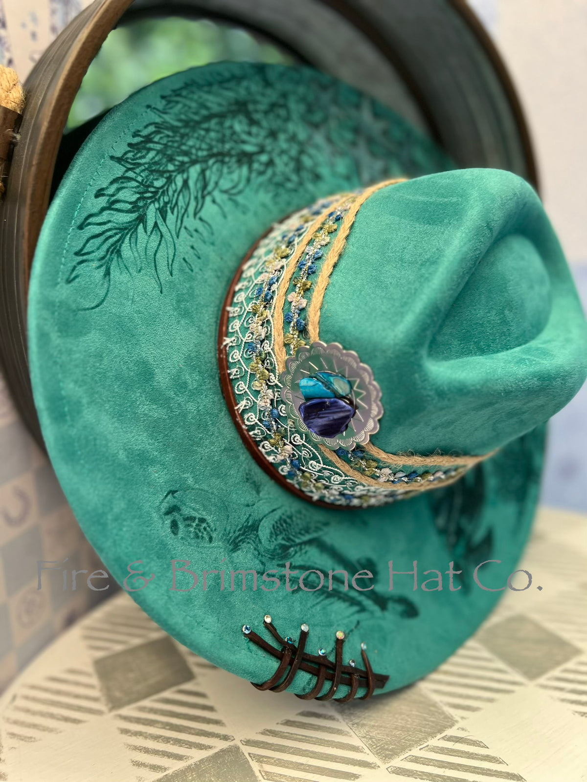 Western Rancher Hat - Laser & Embellishments - Turtles in Mermaid Tail