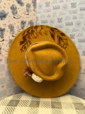 Western Rancher Hat - Laser & Embellishments - Floral (Heart) in Col. Mustard