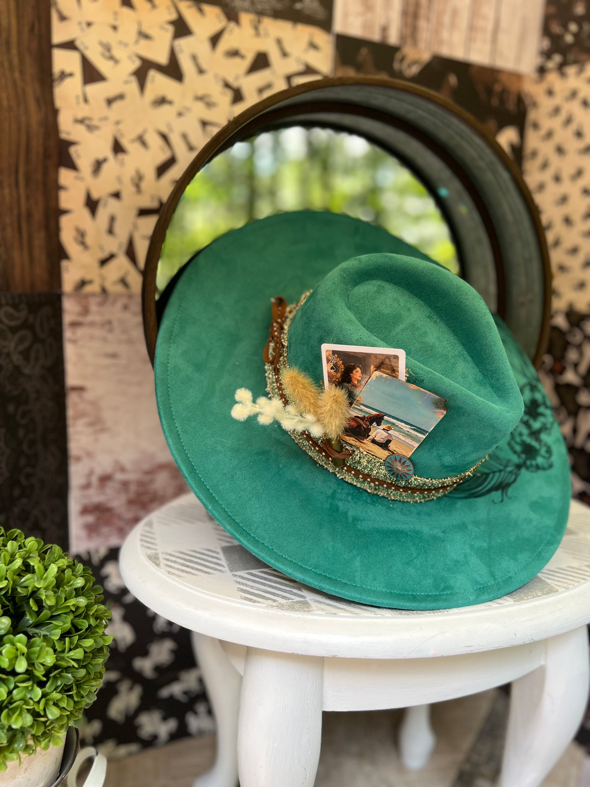 Western Rancher Hat - Laser & Embellishments - Play Your Cards Right in Mermaid Tail